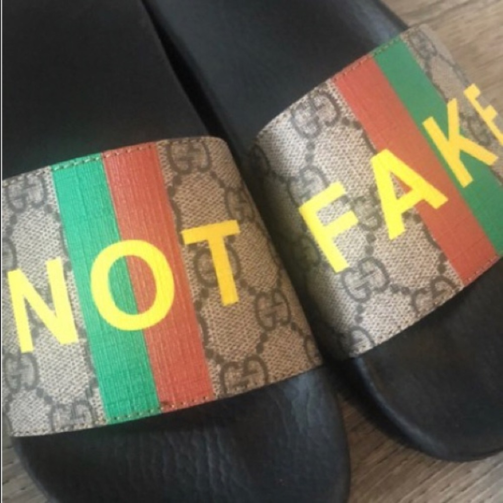 Gucci “NOT FAKE” slide sandals (100% authentic)